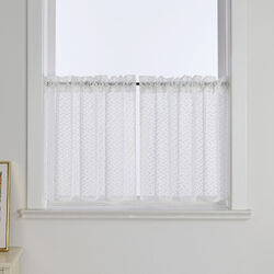 2er Scheibengardinen Jacquard Bistrogardine Transparent Vorhänge Kurzstores Weiß