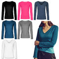 X.O by Promodoro - Women's V-Neck T-Shirt Longsleeve  - Damen Langarmshirt 1560