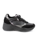 Igi & Co Turnschuhe Damen Wedges Platform Schnürschuhe aus Leder Schwarz