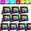 10X 10W LED Fluter Scheinwerfer Außen Strahler RGB mit Fernbedienung &Stecker DE