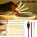 5V 12V 24V COB LED Stripe Streifen Lichterkette Selbstklebend Keine Lichtpunkt