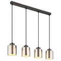 Hängeleuchte Pendelleuchte Esstischlampe schwarz chrom Glas 4-flammig L 78 cm