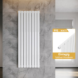 SONNI Heizkörper Design Heizung Flachheizkörper Mittelanschluss Weiß 1600x619mm 