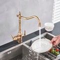 Antike 3 Wege Trinkwasser Küchenarmatur Mischbatterie Küchenspüle Filtersystem