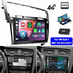 DAB+ 10" 8-Kern Android 14 Autoradio Carplay 6+128GB Für VW Golf 7 VII 2013-2017