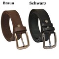 Herren Ledergürtel echt Leder Gürtel02 Männer Hosen Jeans ANZUG 3,5 CM schwarz