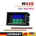 DC0-100V Amp Volt Gauge Dual LED Digital Voltage Current Meter (Blue Green 100A)