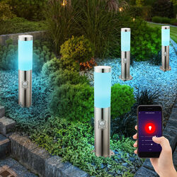 Wegelampe Stehlampe Gartenleuchte Smart Home CCT Timer dimmbar Sensor RGB LED 4x