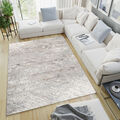 Teppich Kurzflor Weiß Grau Vintage Verwischt Abstrakt Wohnzimmer Schlafzimmer