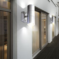 2er Set LED Außen Leuchten Edelstahl Fassaden UP DOWN Wand Strahler Glas Lampen