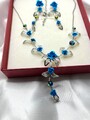 Traum-Schmuckset Y2K silberfarben türkis Aurora Borealis Zirkonia  Originalcase