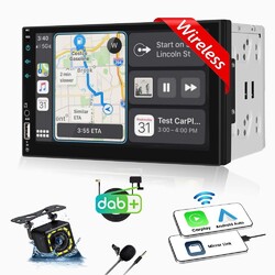 DAB Doppel 2 DIN Autoradio 7'' Wireless Apple Carplay Android Auto Bluetooth KAM