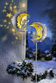 LED-Gartenstecker Engel im Mond 2er-Set in Antik-Silber mit warmweißen LEDs NEU