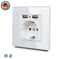 Steckdose Steckdosen Schuko USB Wechselschalter mit 2 USB Anschluss Ladegerät DE