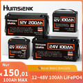 12V 24V 20Ah 100Ah 200Ah 300Ah LiFePO4 Akku Lithium Batterie BMS Solar RV Boot