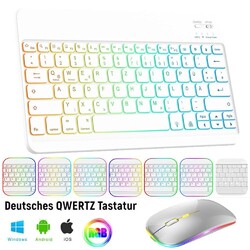 Für iPad 6/7/8/9/10th Gen Air 3 4 5 Pro 11 10,9 QWERTZ Beleuchtet Tastatur Maus