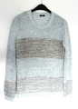 Damen Pullover Gr. 38 Gerry Weber Leinen-Grobstrick Bändchengarn eisblau/braun
