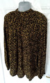 M&S Damen Größe 12 schwarz Senf Tierdruck plissierter Ausschnitt Shirt Bluse Top