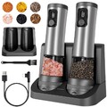 2 Elektrische Profi Pfeffermühle Salz und Pfeffermühle USB Aufladbar Gewürzmühle