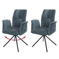 B-Ware 2er-Set Esszimmerstuhl MCW-N99, Armlehne, Chenille Öko-Tex blau-grün