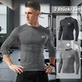 2er Pack Herren Kompressionsshirt Langarm Funktionsshirt Laufshirt Sport T-shirt