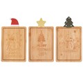 Mini Schneidebretter 3er Set Weihnachten Motiv Holz Serviertablett Bambus