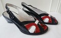 Brandneu Retro 1960er dunkelblau, rot & weiß Lack Slingback Sandalen UK Größe 4, Euro 37
