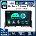 DAB+ Für Benz C-Klasse W204 S204 4+64G Android 14 Autoradio Apple Carplay GPS BT