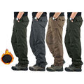 Herren Thermo Cargo Hose Gefüttert Outdoor Arbeitshose Fleece Hose Wandern Pants
