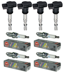 4x ESEN SKV Zündspule +4x NGK Zündkerze Laser Platinum für VW EOS 1F7 1F8