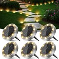 6 Stück Solar Bodenleuchten Aussen, 8 LED Solarlampen für Außen Garten Wetterfes