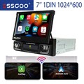 7" 1DIN Flip Out Autoradio Wireless Carplay Android Auto MP5 BT FM+2+64G RDS GPS