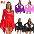 DE Sexy Damen-Minikleid Wetlook PVC Leder figurbetont glänzend Party Clubwear