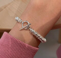 Edles GLIEDER ARMBAND 925 SILBER Charm Zirkonia PERLEN ARMKETTE Armreif Anhänger