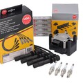 NGK Zündspule + Kabelsatz + 4x Zündkerze für VW GOLF 4 POLO 9N LEON 1.4/1.6 16V