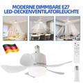 E27 LED Deckenleuchte mit Ventilator Deckenventilator mit Beleuchtung Dimmbar