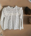 ZARA  Bluse Lochmuster GR 38 M Baumwolle weiß  Hippie Chic