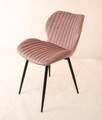 2 x Esszimmerstühle Polster- Küchenstuhl Samt Sitzfläche Metall Gestell Rosa