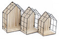 Holz & Draht Haus geformte Ausstellungseinheiten Wohnkultur Dekoration 3er Set 