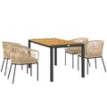 5-teiliges Polyrattan Gartenmöbel-Set für 4 Personen, wetterfest Balkonmöbel