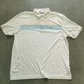 Greg Norman Herren Golf Poloshirt weiß blau gestreift Größe XL extra groß