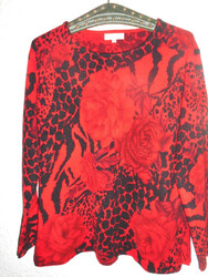 Damen Langarmshirt Gr. M/L *Mia Maria* rot_schwarz gemustert