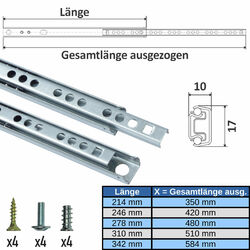 2, 3, 4, 5, 10 Schienenpaare Schubladenschienen Teleskopschienen Voll/Teil auszuHöhe 45 mm mit Selbsteinzug , hydraulische Dämpfung