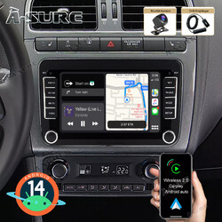 DAB+ CarPlay Autoradio Android 14 Navi Kamera Für VW GOLF 5 6 Touran Polo Passat