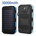 Externer Akku 30000mAh Solar Powerbank Handy mit 2 USB LED für Smartphones DHL