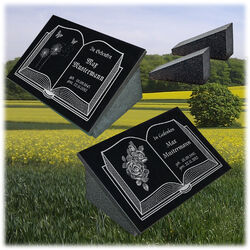 Grabstein Grabplatte Gedenkplatte Granit Wunschgravur + Doppelstütze 40x30x1 cm