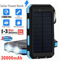 Tragbare Solar Power Bank 30000mAh Batterie Ladegerät Zusatzakku + 2 USB Charger