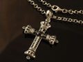 925 Silberkette mit Kreuz Anhänger 44 x 28 mm mit schwarzen Zirkonia