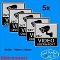 Video Überwachung Warnaufkleber Aufkleber Videoüberwachung 24/7 40 x 40mm SC127