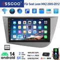 2+64G DAB+ Android 14 Autoradio Carplay für Seat Leon MK2 1P1 2005-2012 Navi RDS